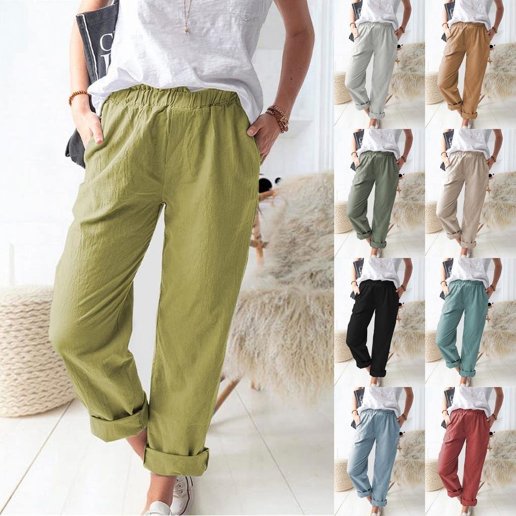 Damen Unifarben Lang Hose Retro Frühling/Herbst Hose