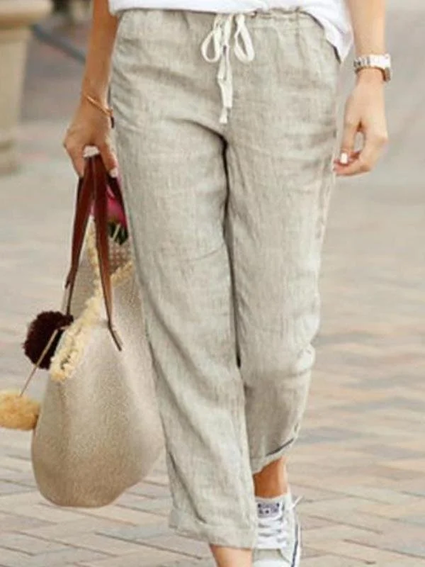 Damen Unifarben Lang Hose Retro Frühling/Herbst Hose