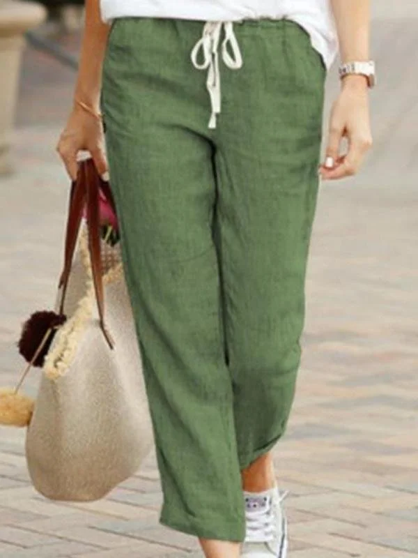 Damen Unifarben Lang Hose Retro Frühling/Herbst Hose
