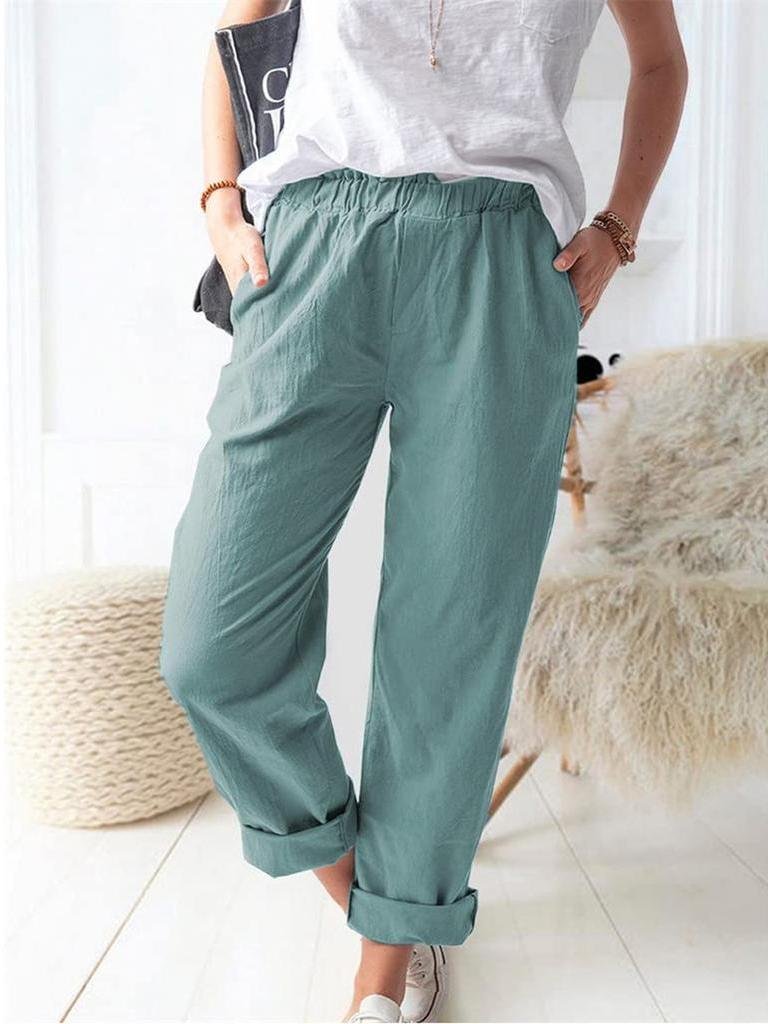 Damen Unifarben Lang Hose Retro Frühling/Herbst Hose