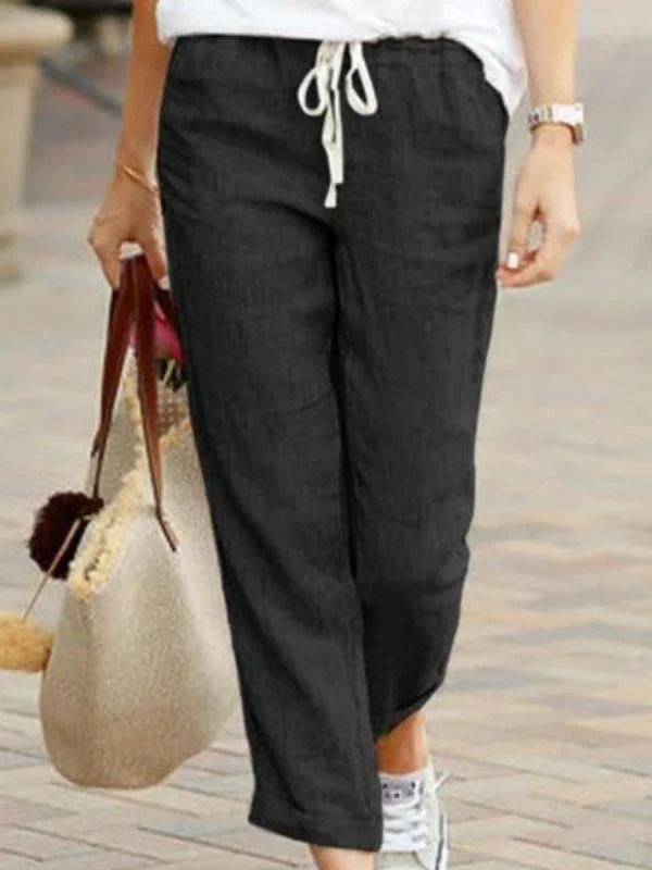 Damen Unifarben Lang Hose Retro Frühling/Herbst Hose