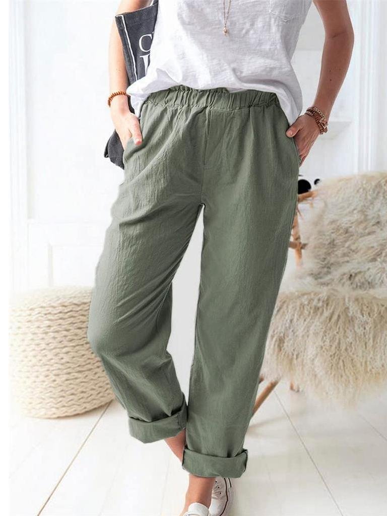 Damen Unifarben Lang Hose Retro Frühling/Herbst Hose