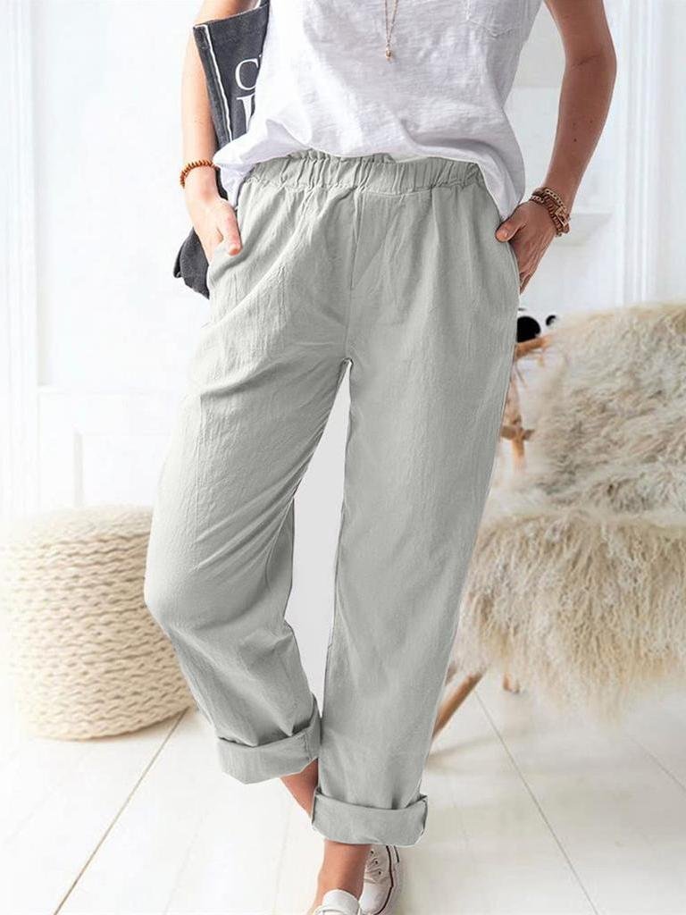 Damen Unifarben Lang Hose Retro Frühling/Herbst Hose