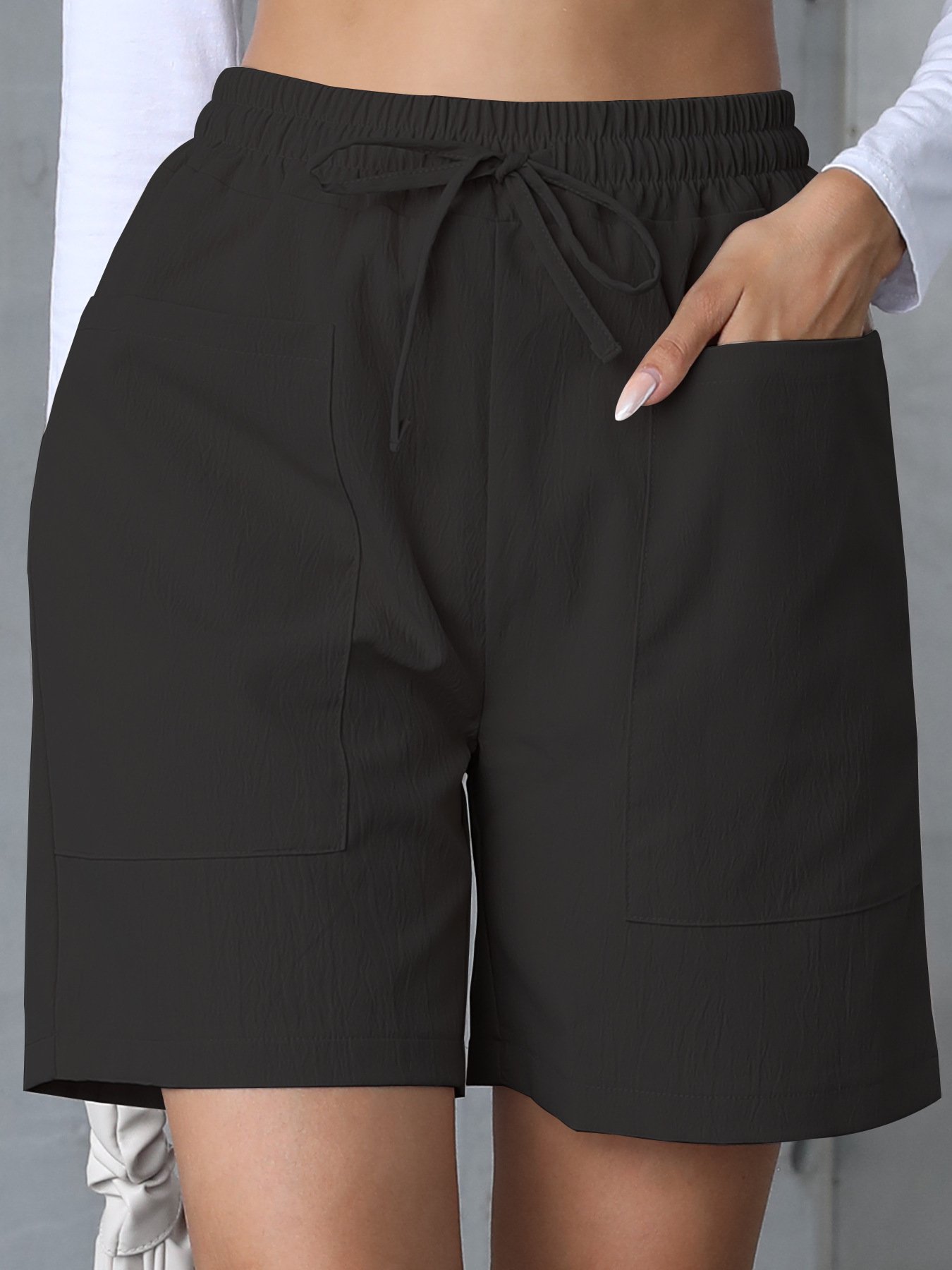 Lässig Unifarben Normal Schnürung Gerade Hosen Shorts