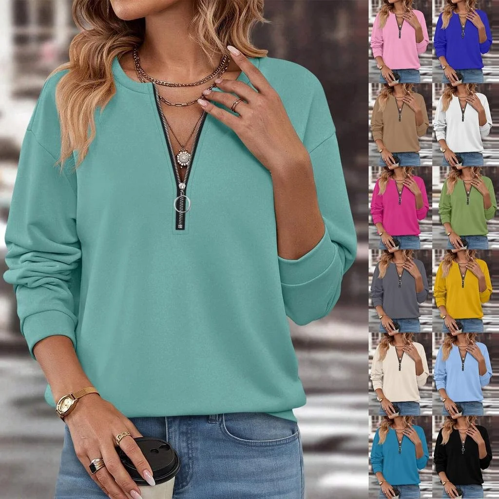 Lässig Rundhals Unifarben Sweatshirt
