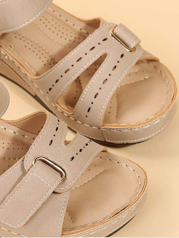 Retro Unifarben Haken und Schleife Blockabsatz Zurück leere Schuhe Nahtverarbeitung