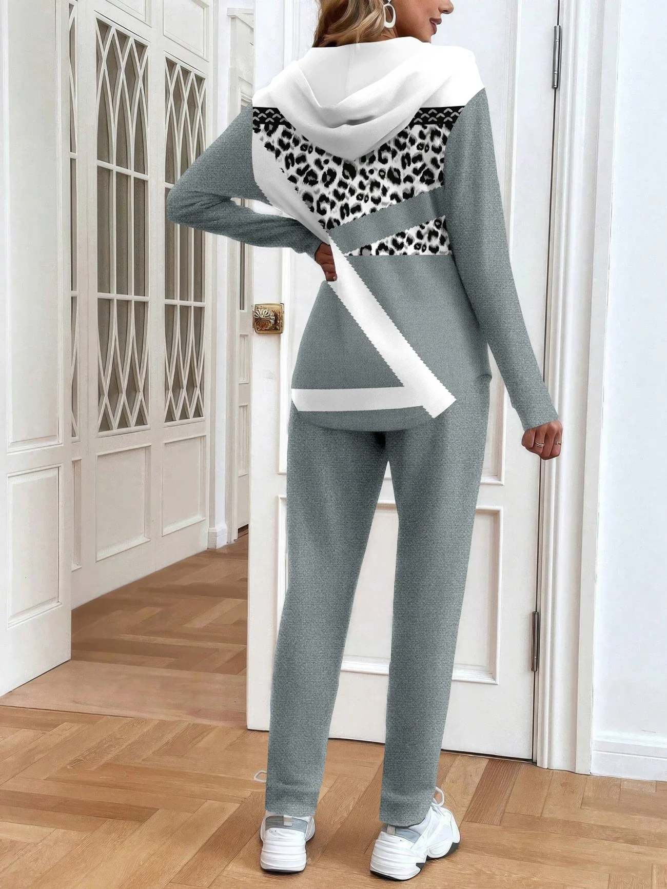 Damen Abstrakt Print Zweiteiliges Set Täglich Langarm Lässig Frühling/Herbst Mantel mit Hosen Matching Set