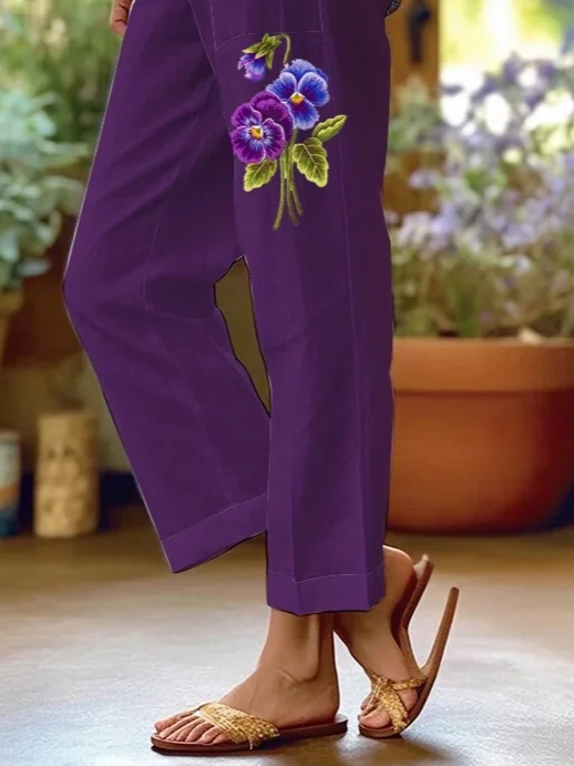 Damen Geblümt Lang Hose Lässig Frühling/Herbst Hose