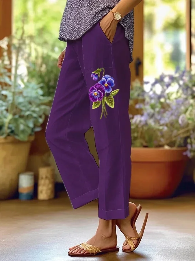 Damen Geblümt Lang Hose Lässig Frühling/Herbst Hose