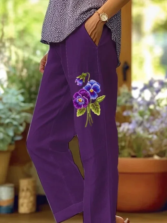 Damen Geblümt Lang Hose Lässig Frühling/Herbst Hose