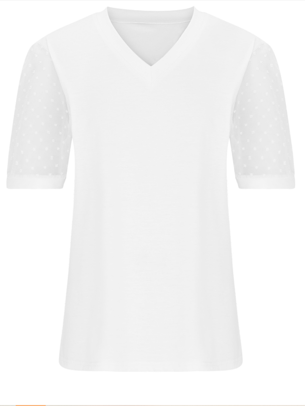 Lässig Polka Dots V-Ausschnitt Kurzarm T-Shirt