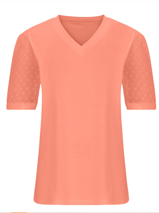 Lässig Polka Dots V-Ausschnitt Kurzarm T-Shirt