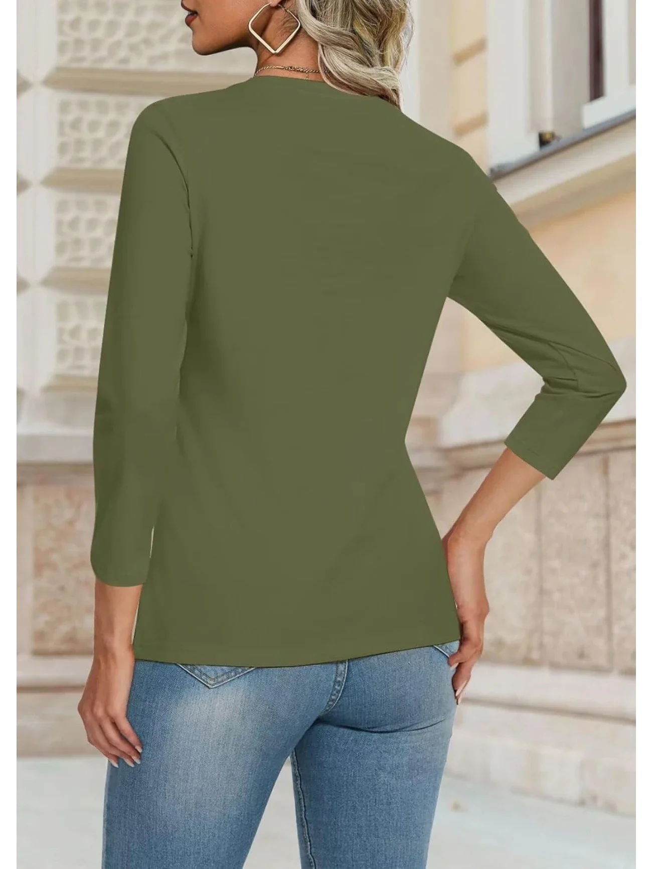 Lässig Unifarben Rundhals Langarm T-Shirt