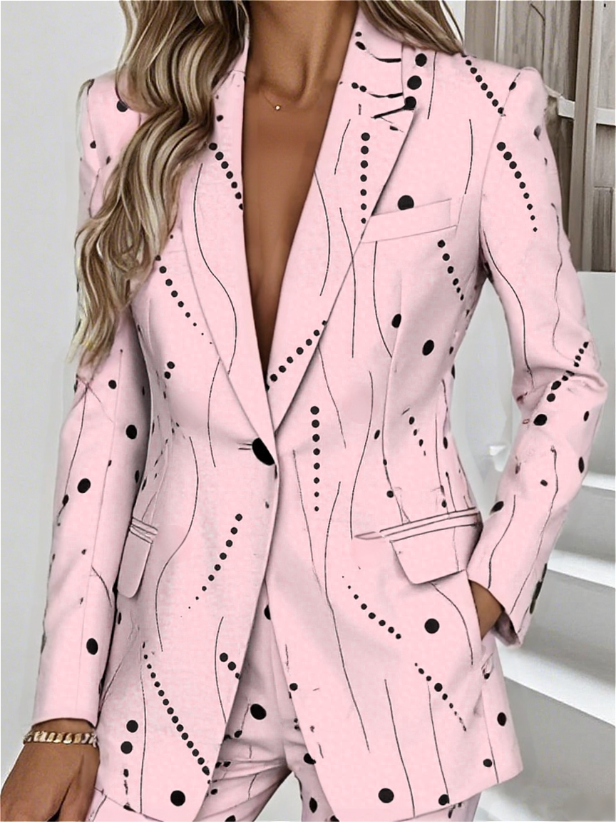 Damen Gestreift Frühling/Herbst Oberbekleidung Einfach Langarm Reverskragen Regelmäßig Blazer