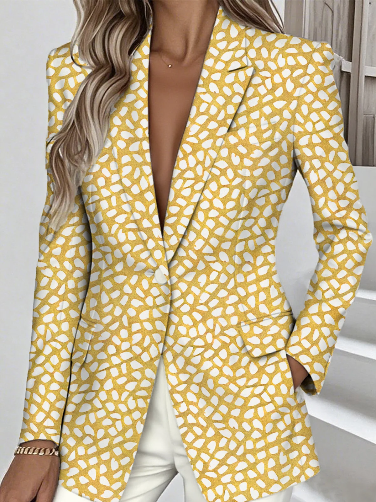 Damen Geometrisch Frühling/Herbst Oberbekleidung Einfach Langarm Reverskragen Regelmäßig Blazer
