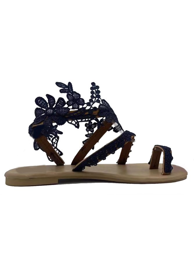 Lässig Geblümt Slip On Flach Gladiator