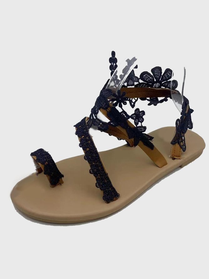 Lässig Geblümt Slip On Flach Gladiator