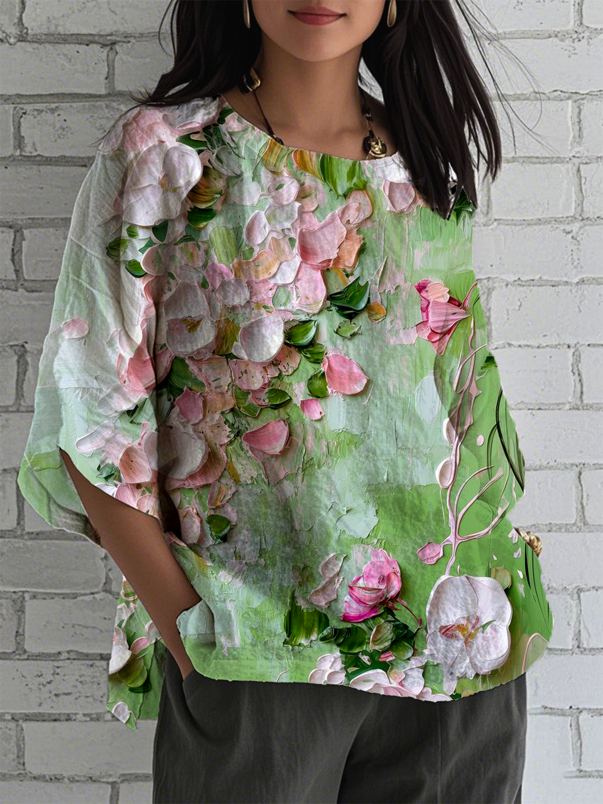 Retro 3d Drucken Rundhals Halbarm T-Shirt