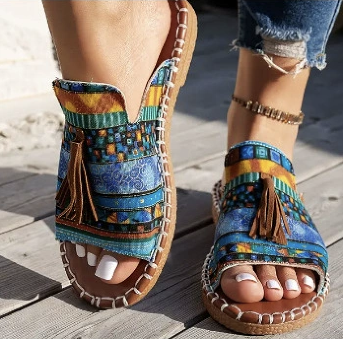 Retro Geometrisch Slip On Flach Rutschfest