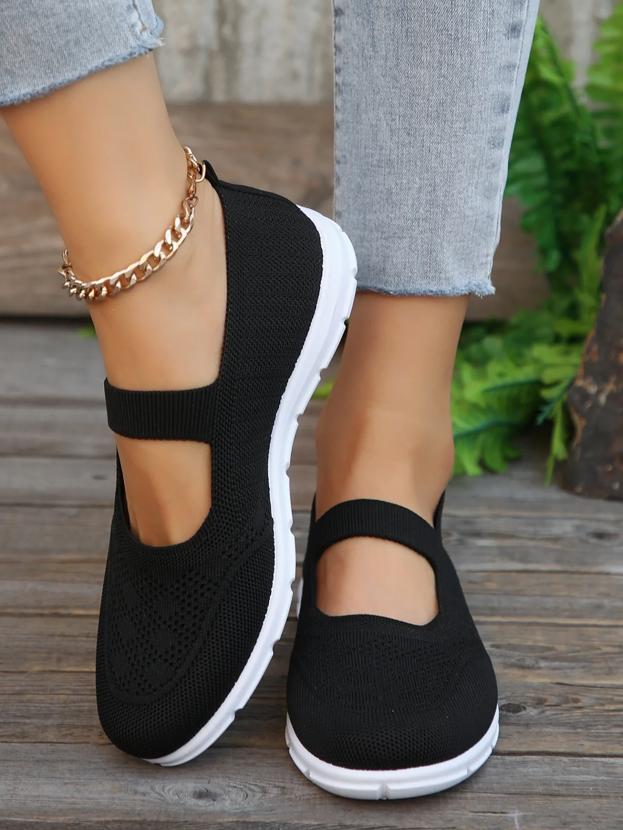 Retro Unifarben Slip On Flach Slip On