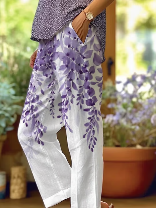 Damen Geblümt Lang Hose Lässig Frühling/Herbst Hose