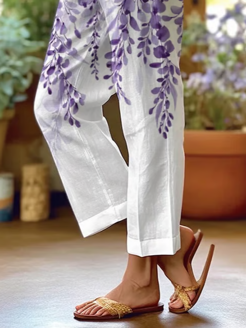 Damen Geblümt Lang Hose Lässig Frühling/Herbst Hose