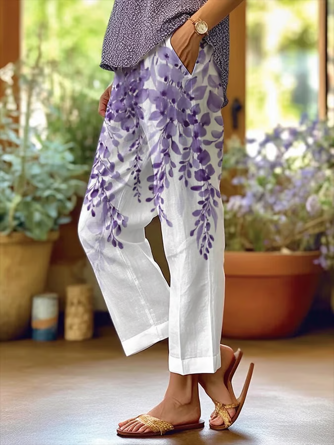 Damen Geblümt Lang Hose Lässig Frühling/Herbst Hose