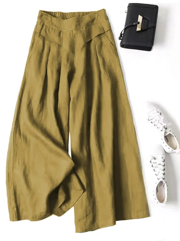 Damen Unifarben Lang Elastische Taille Hose Lässig Frühling/Herbst Hose