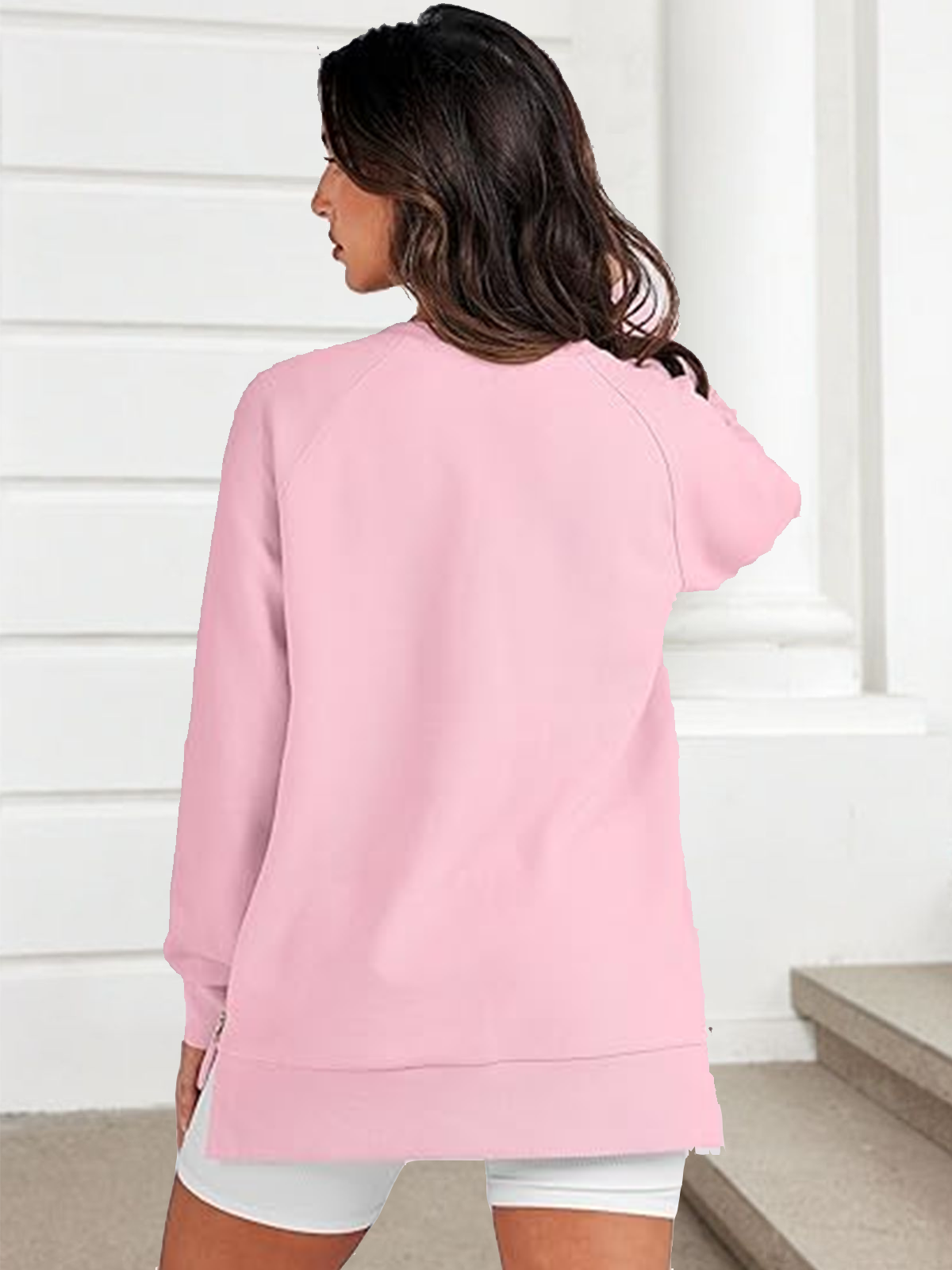 Lässig Rundhals Unifarben Sweatshirt