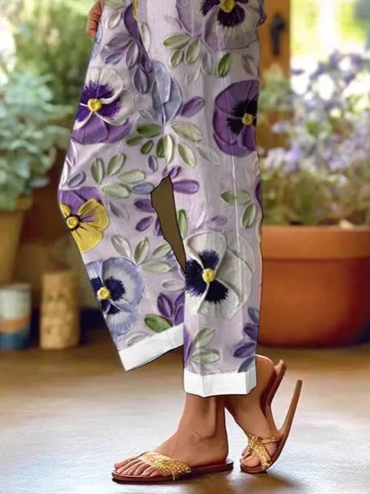 Damen Geblümt Lang Hose Lässig Frühling/Herbst Hose