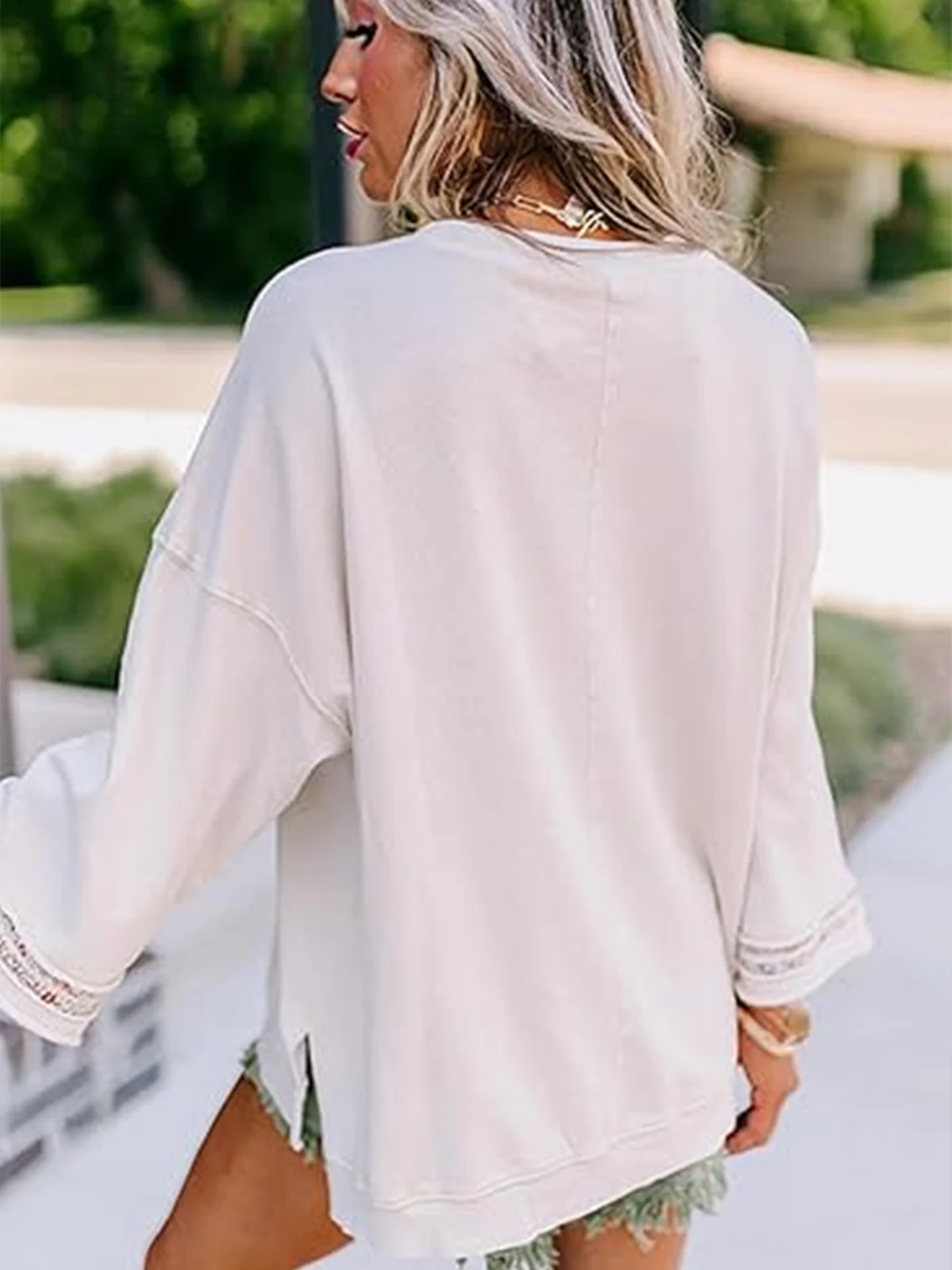 Lässig Rundhals Geometrisch Sweatshirt
