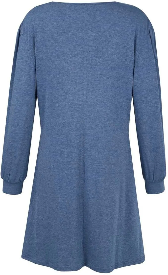Lässig Unifarben Rundhals Langarm T-Shirt