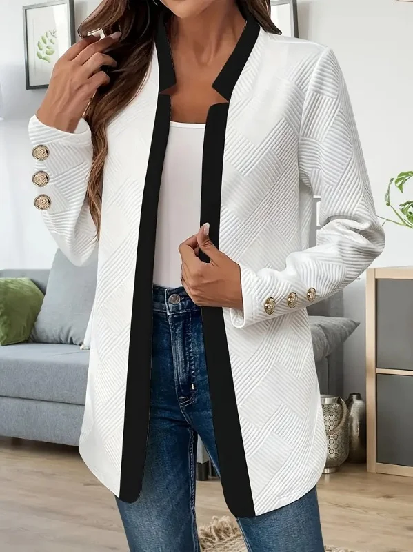 Damen Frühling/Herbst Oberbekleidung Lässig Farbblock Langarm Stehkragen Jacke
