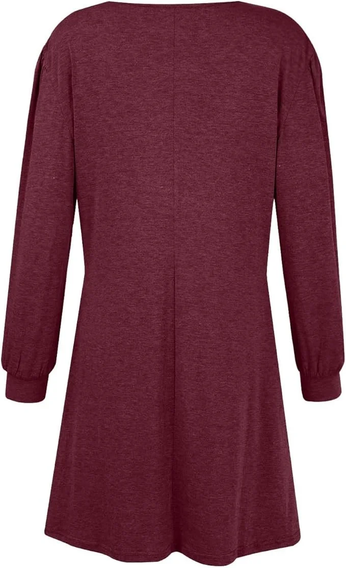 Lässig Unifarben Rundhals Langarm T-Shirt