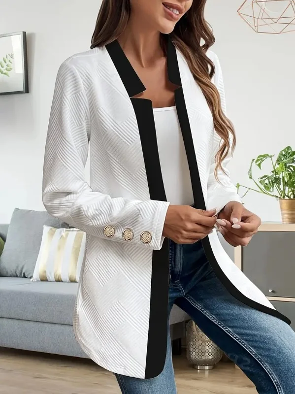 Damen Frühling/Herbst Oberbekleidung Lässig Farbblock Langarm Stehkragen Jacke