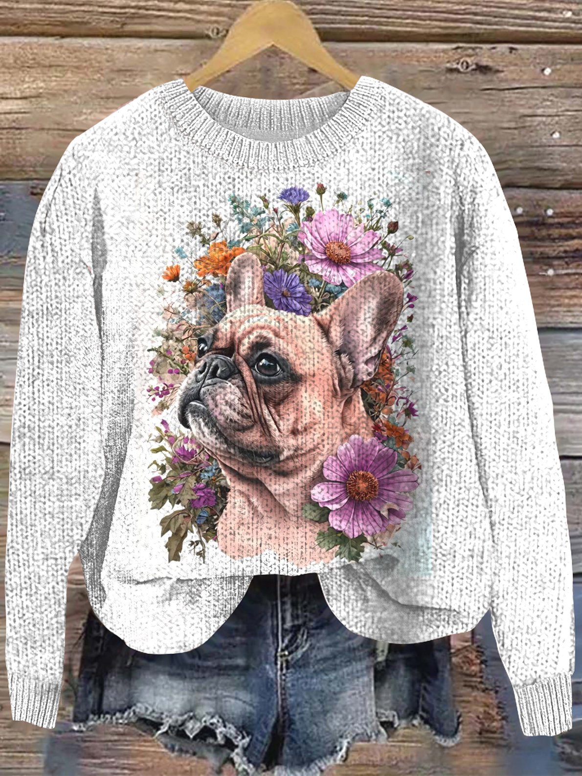 Damen Wolle/Stricken Tier Langarm Bequem Lässig Pullover