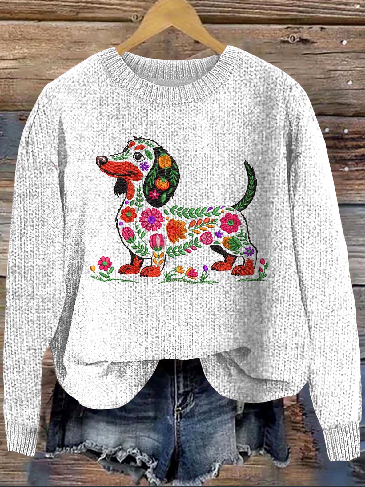 Damen Wolle/Stricken Tier Langarm Bequem Lässig Pullover
