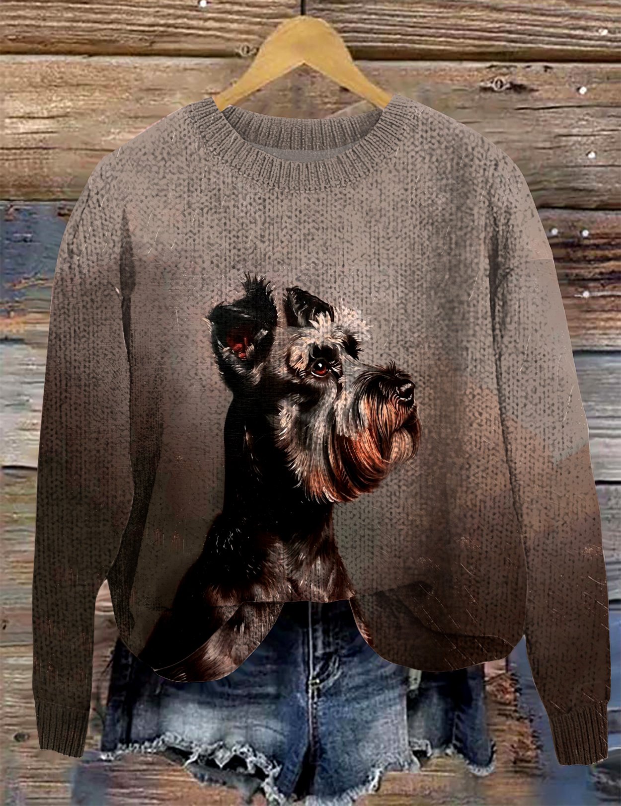 Damen Wolle/Stricken Tier Langarm Bequem Lässig Pullover