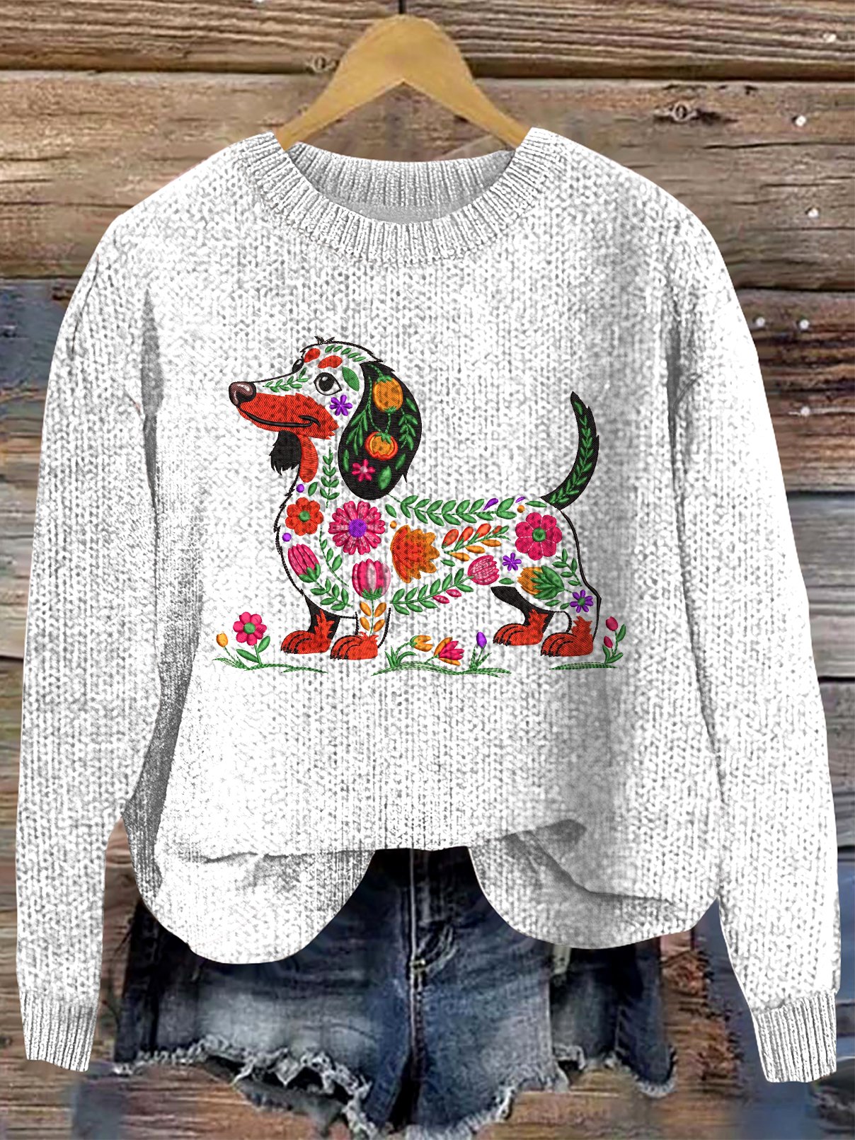 Damen Wolle/Stricken Tier Langarm Bequem Lässig Pullover
