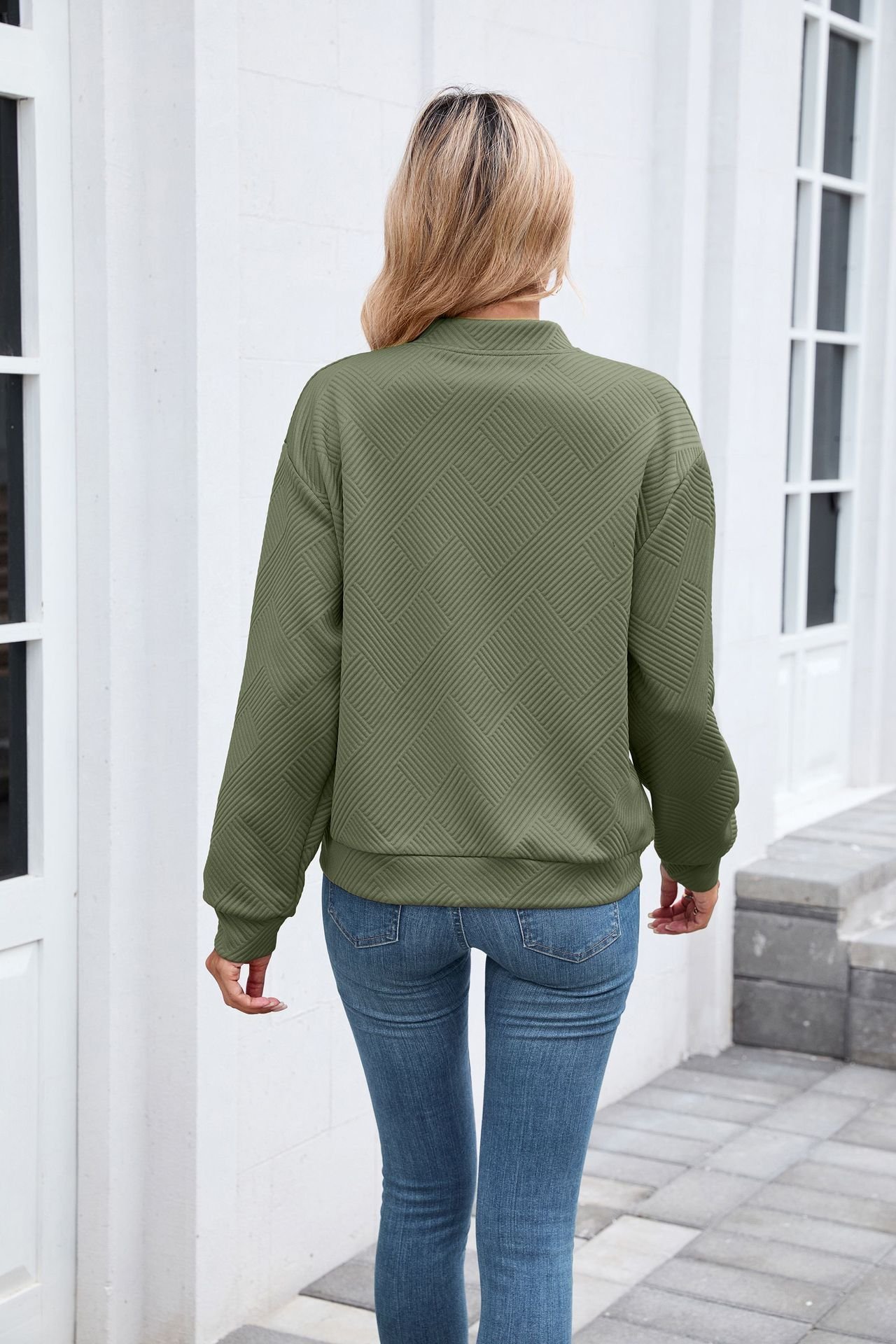 Damen Frühling/Herbst Oberbekleidung Lässig Unifarben Langarm Stehkragen Jacke