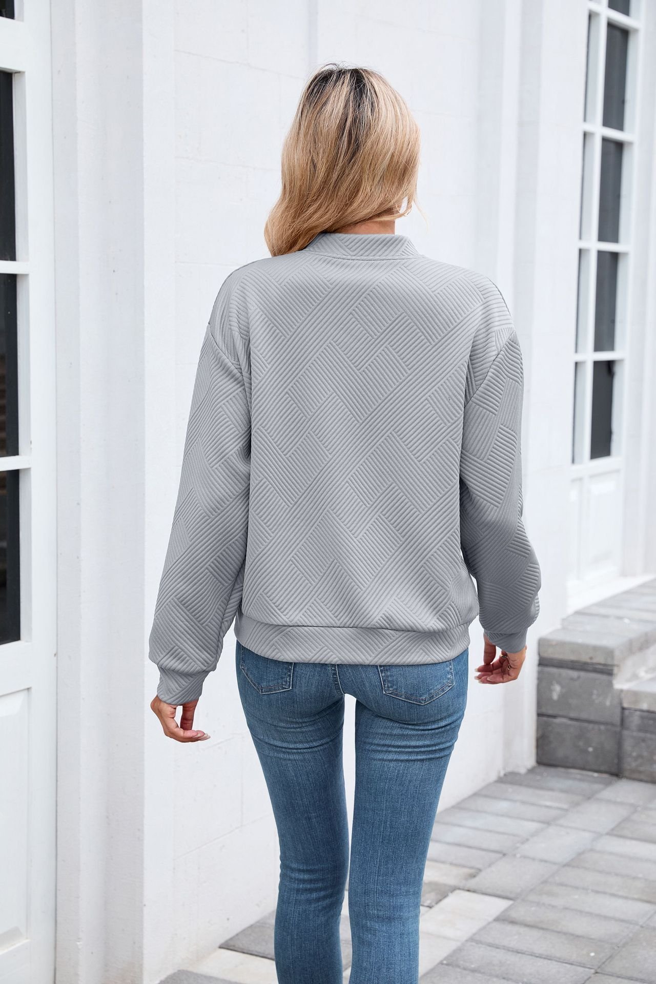 Damen Frühling/Herbst Oberbekleidung Lässig Unifarben Langarm Stehkragen Jacke
