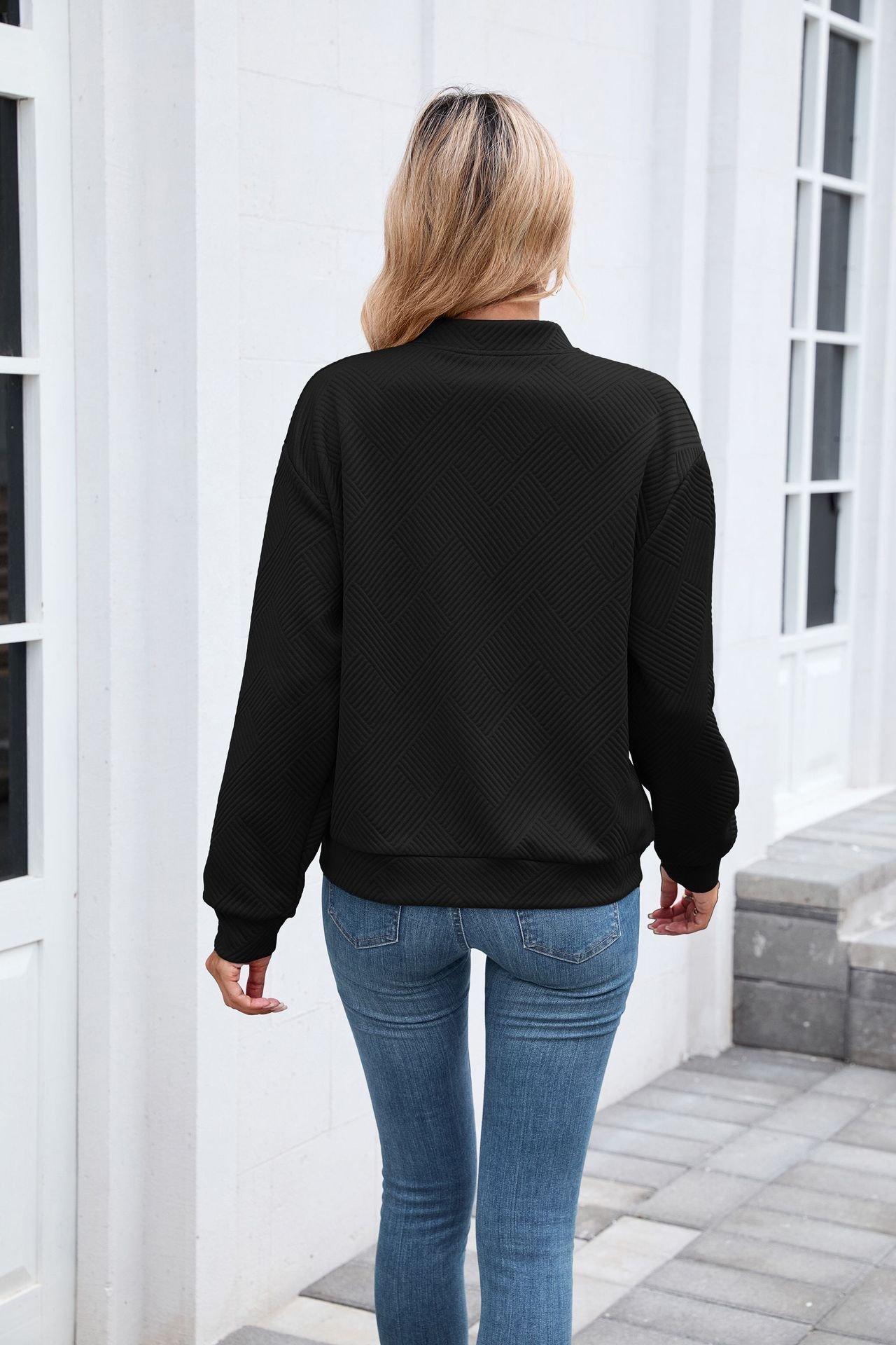 Damen Frühling/Herbst Oberbekleidung Lässig Unifarben Langarm Stehkragen Jacke