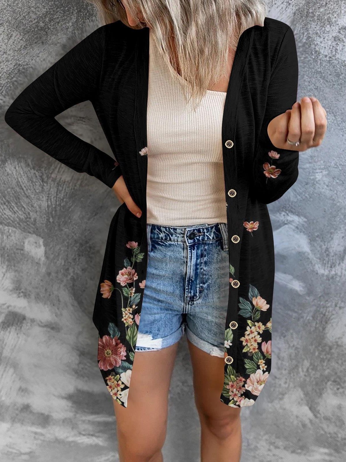 Damen Frühling/Herbst Oberbekleidung Sexy Print Geometrisch Dreiviertelärmel Schalkragen Jacke