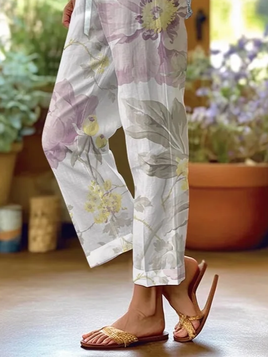 Damen Geblümt Lang Hose Lässig Frühling/Herbst Hose