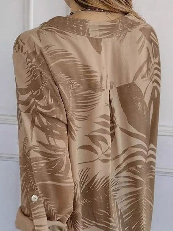 Lässig Unifarben V-Ausschnitt Langarm T-Shirt