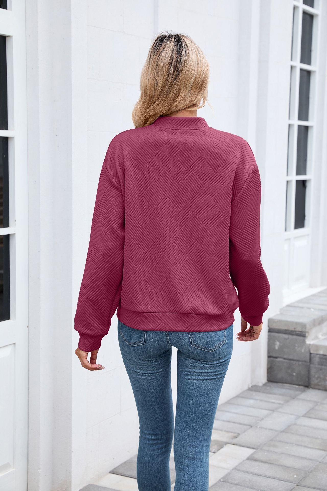 Damen Frühling/Herbst Oberbekleidung Lässig Unifarben Langarm Stehkragen Jacke