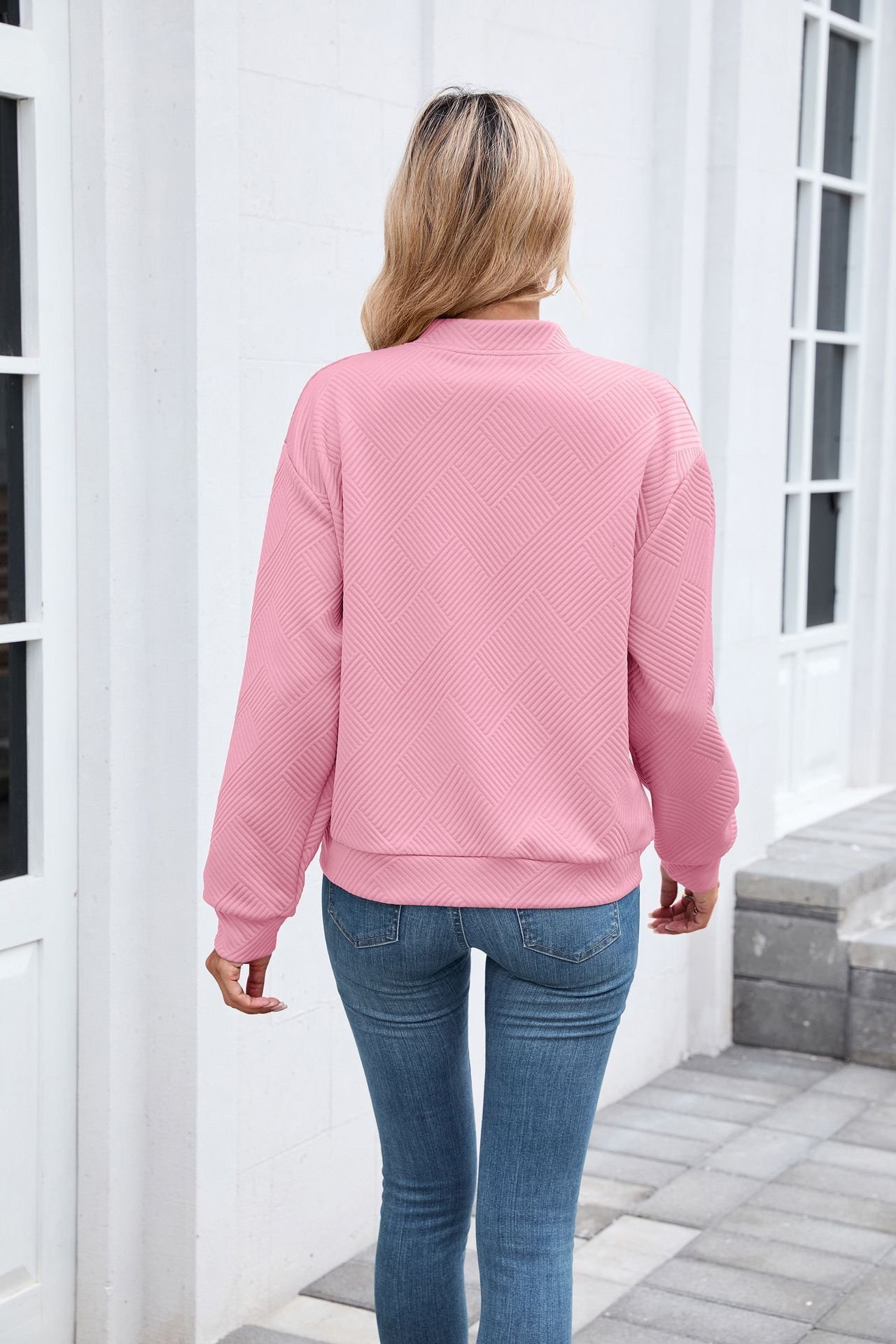 Damen Frühling/Herbst Oberbekleidung Lässig Unifarben Langarm Stehkragen Jacke