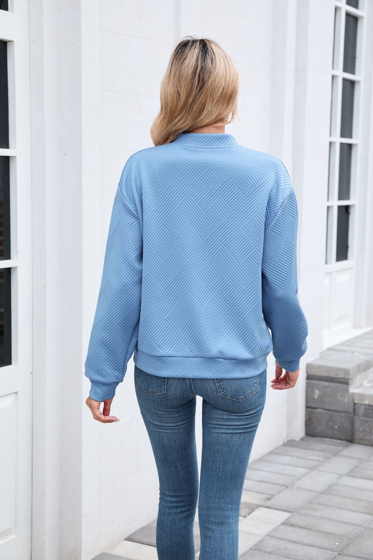 Damen Frühling/Herbst Oberbekleidung Lässig Unifarben Langarm Stehkragen Jacke