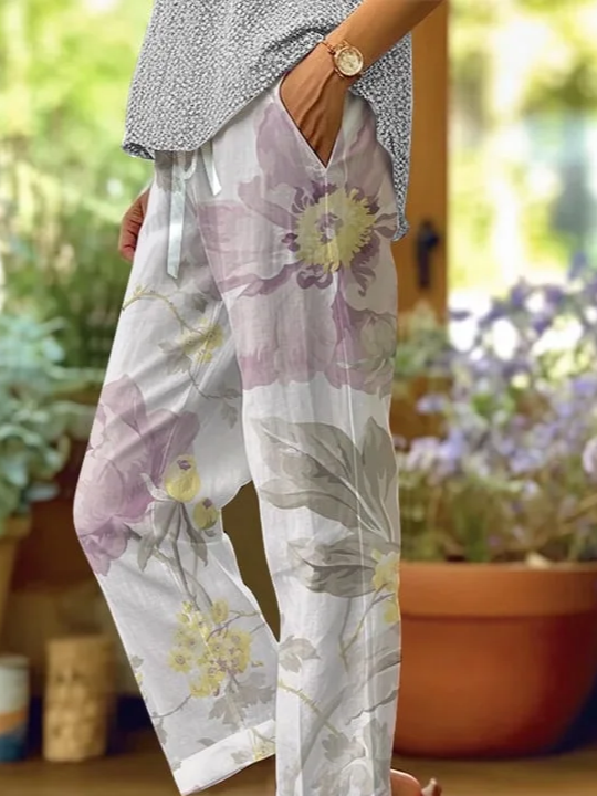 Damen Geblümt Lang Hose Lässig Frühling/Herbst Hose