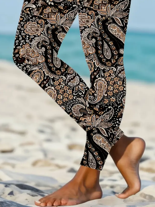Lässig Geblümt Print Lang Leggings